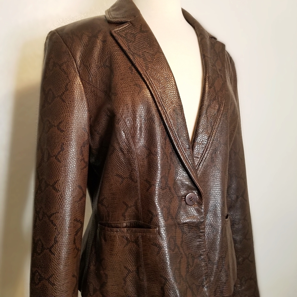 VINTAGE SNAKE LEATHER BROWN JACKET COLEBROOK&CO